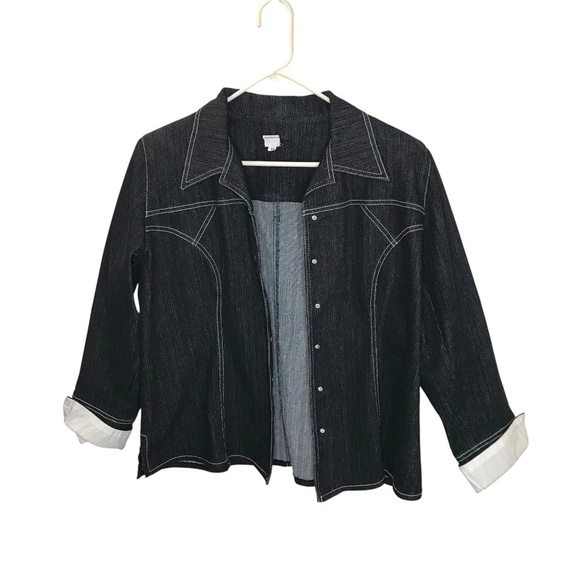 Wex Jackets & Blazers - Dark Wash Denim Jacket with White Contrast Stitching